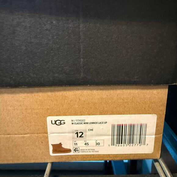 UGG MEN\'S 12 CLASSIC MINI LENNOX LACE UP CHESTNUT 1174582 NIB